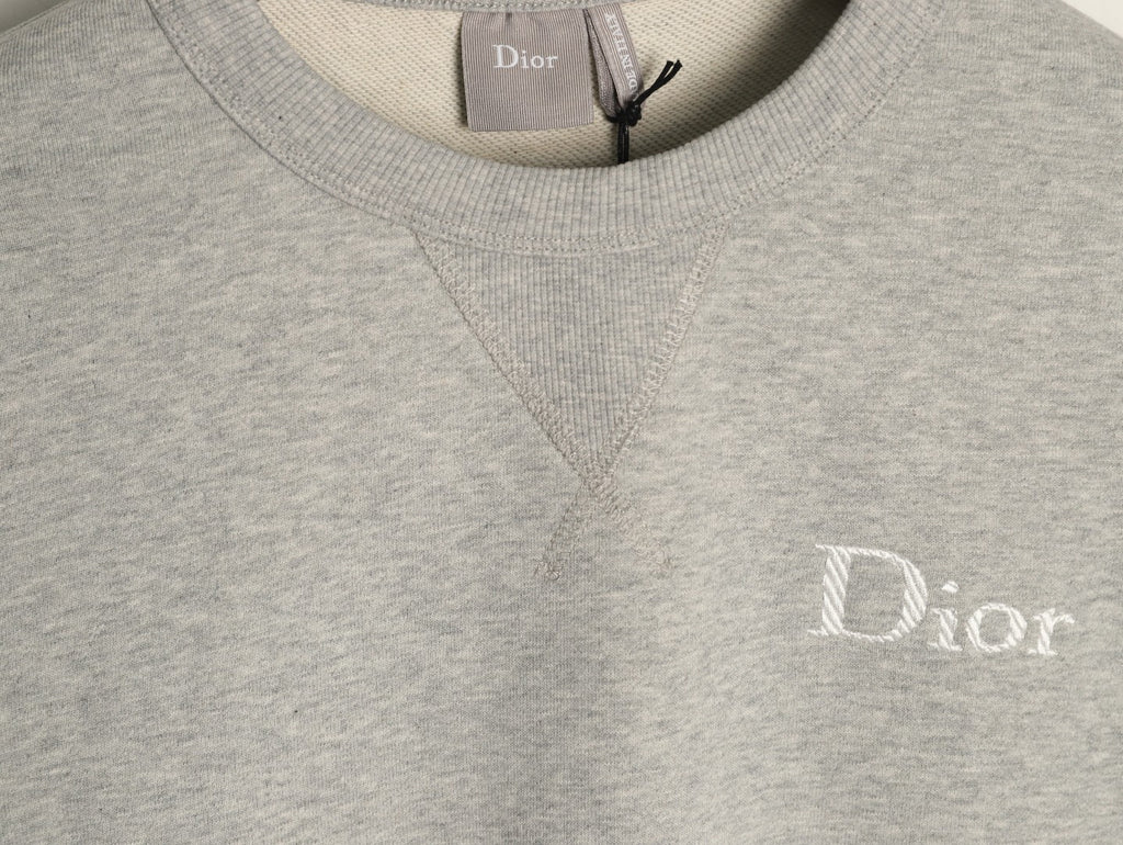 Dior Gray Loopback Crewneck Sweatshirt with Chest Logo