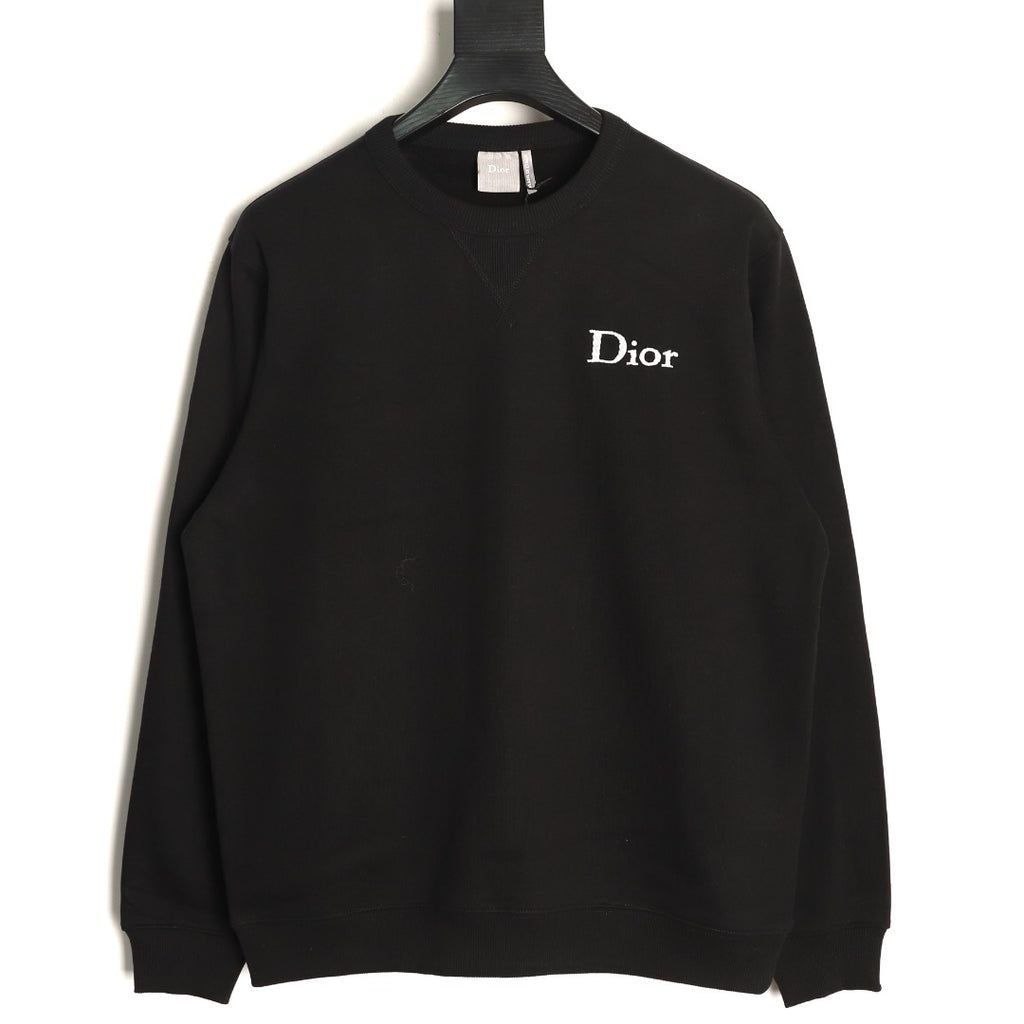 Dior Black Loopback Crewneck Sweatshirt with Chest Logo