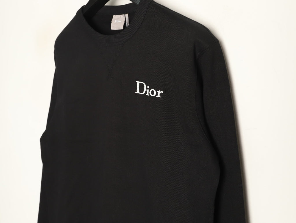 Dior Black Loopback Crewneck Sweatshirt with Chest Logo