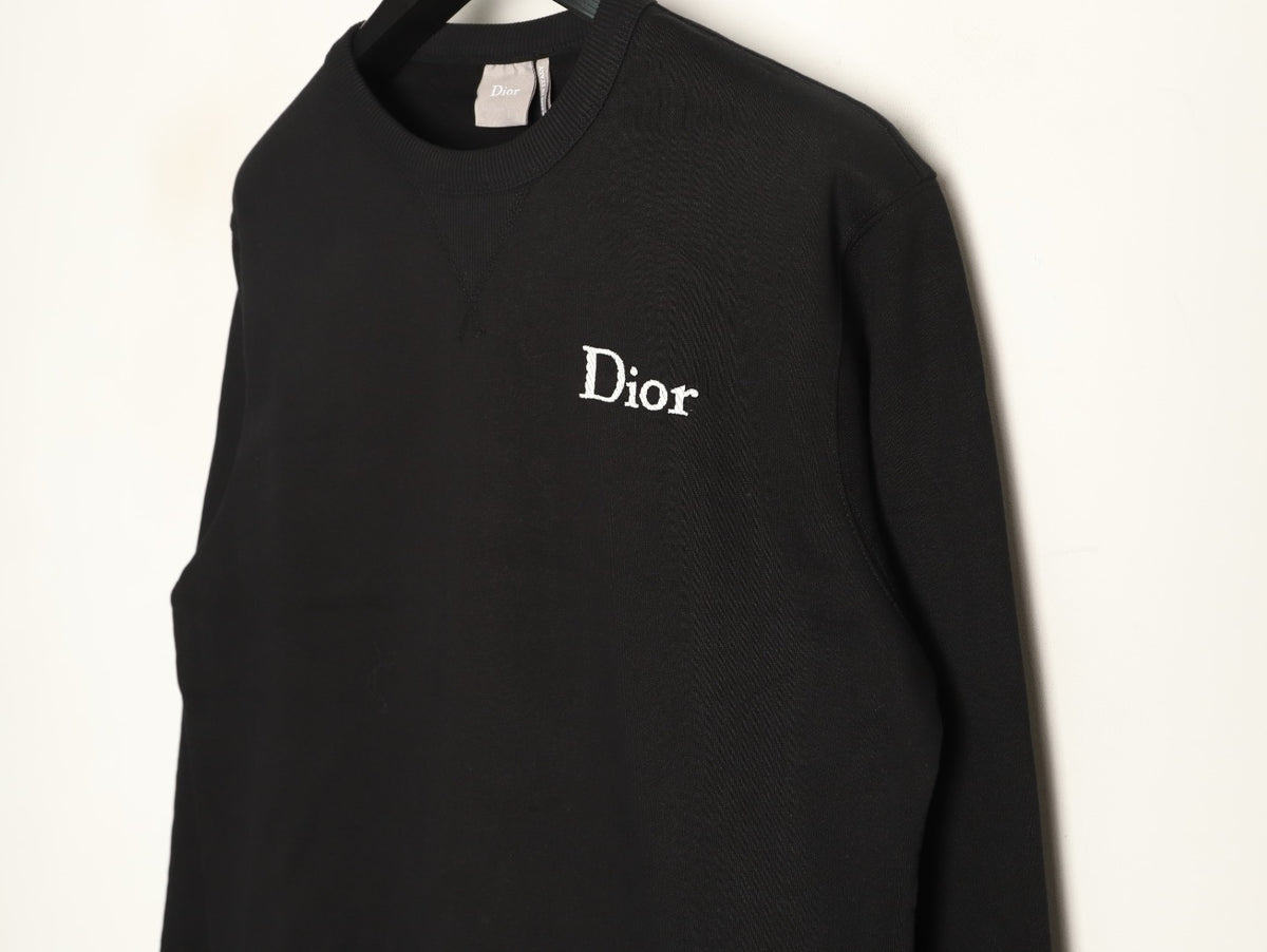 Dior Black Loopback Crewneck Sweatshirt with Chest Logo