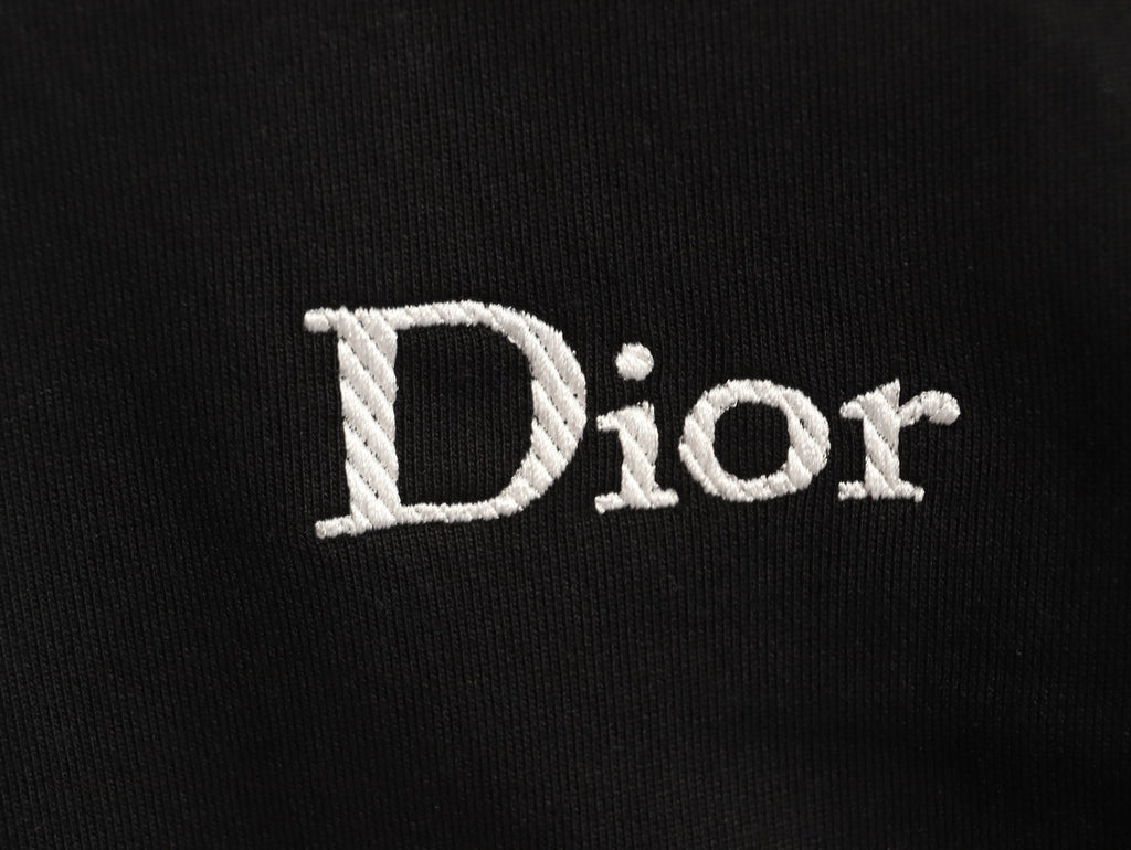 Dior Black Loopback Crewneck Sweatshirt with Chest Logo