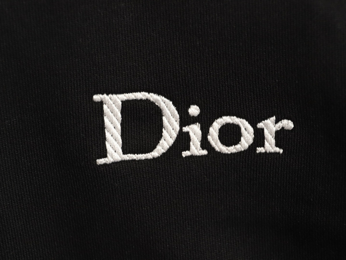 Dior Black Loopback Crewneck Sweatshirt with Chest Logo