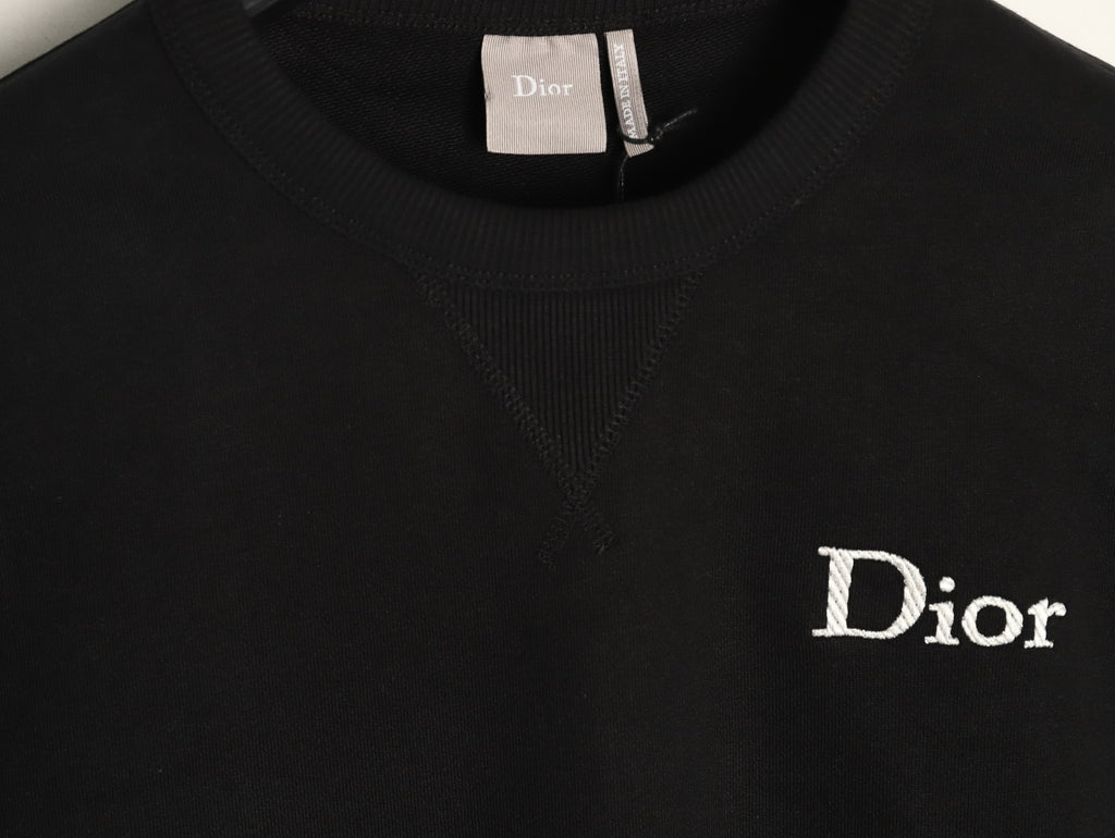 Dior Black Loopback Crewneck Sweatshirt with Chest Logo