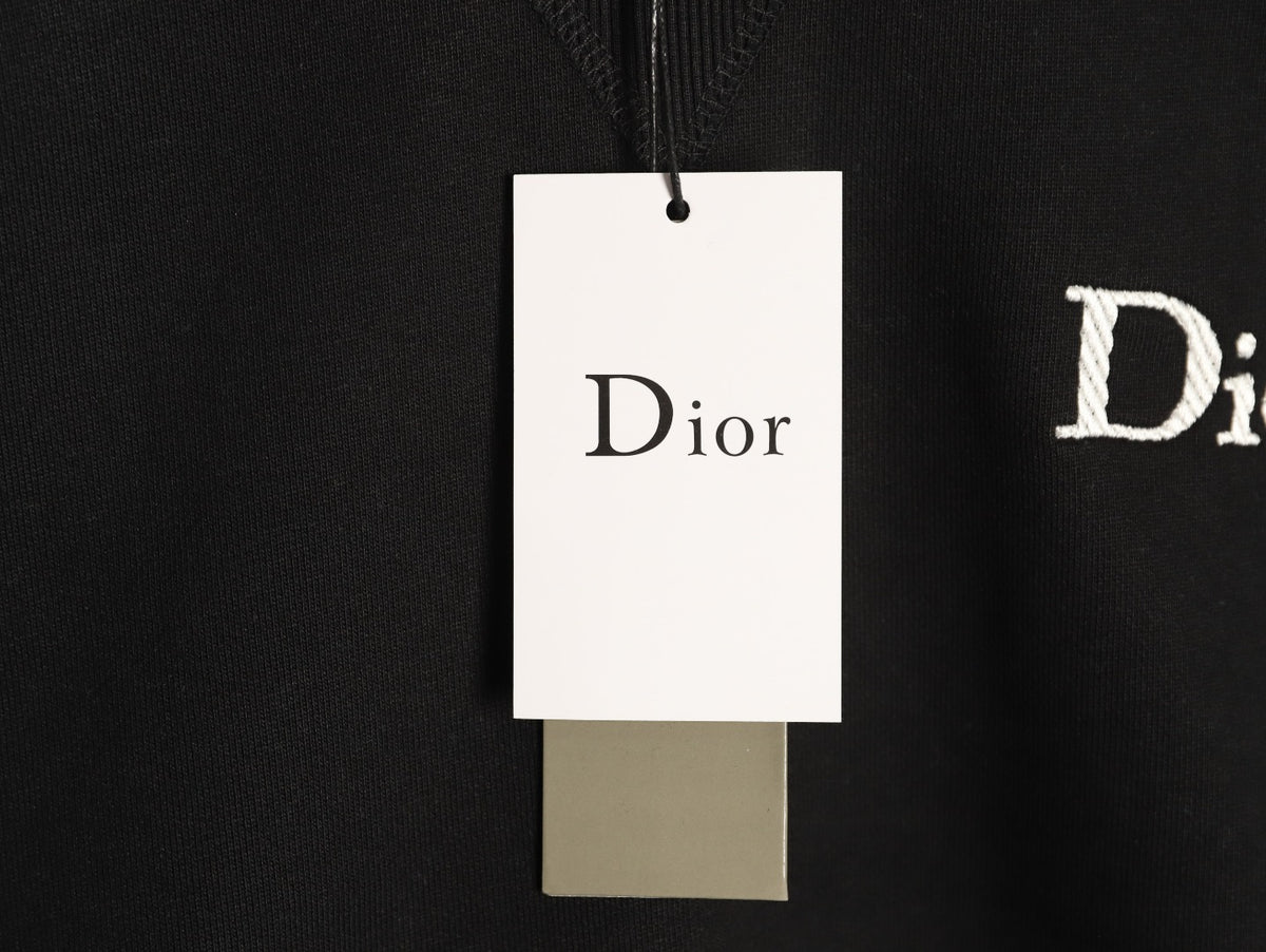 Dior Black Loopback Crewneck Sweatshirt with Chest Logo