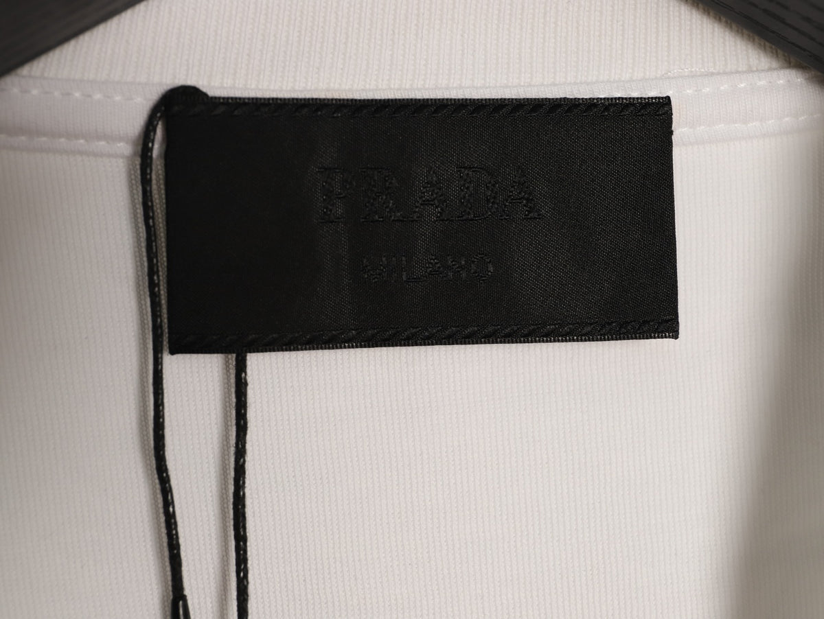 Prada White Triangle-Logo Crewneck Sweatshirt