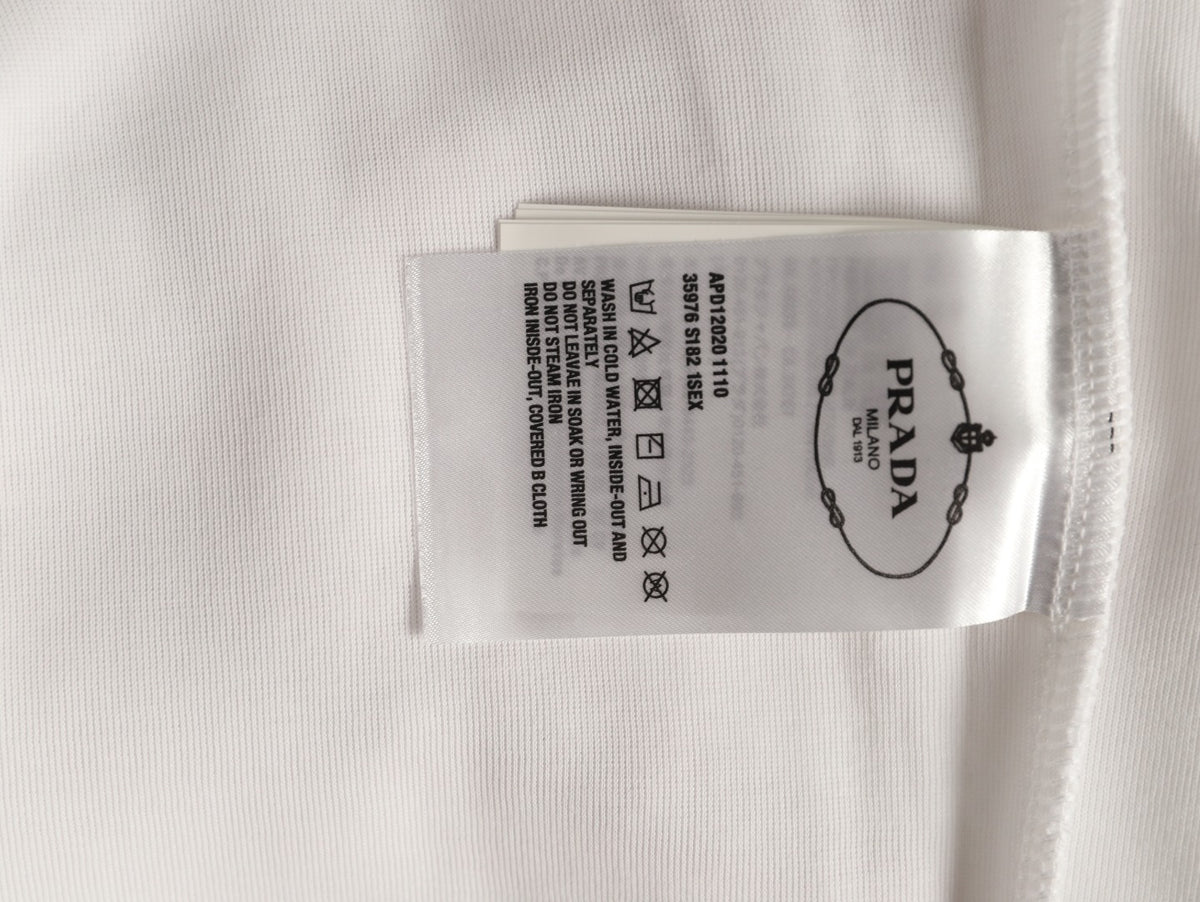 Prada White Triangle-Logo Crewneck Sweatshirt