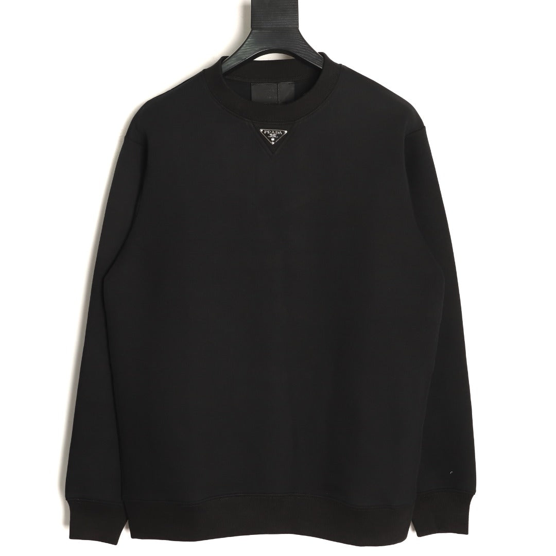 Prada Black Triangle-Logo Crewneck Sweatshirt