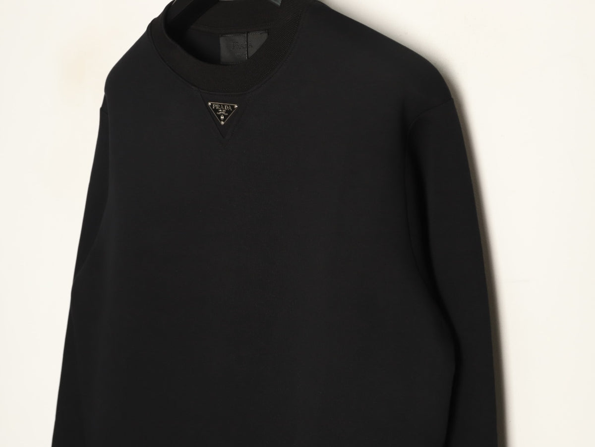 Prada Black Triangle-Logo Crewneck Sweatshirt