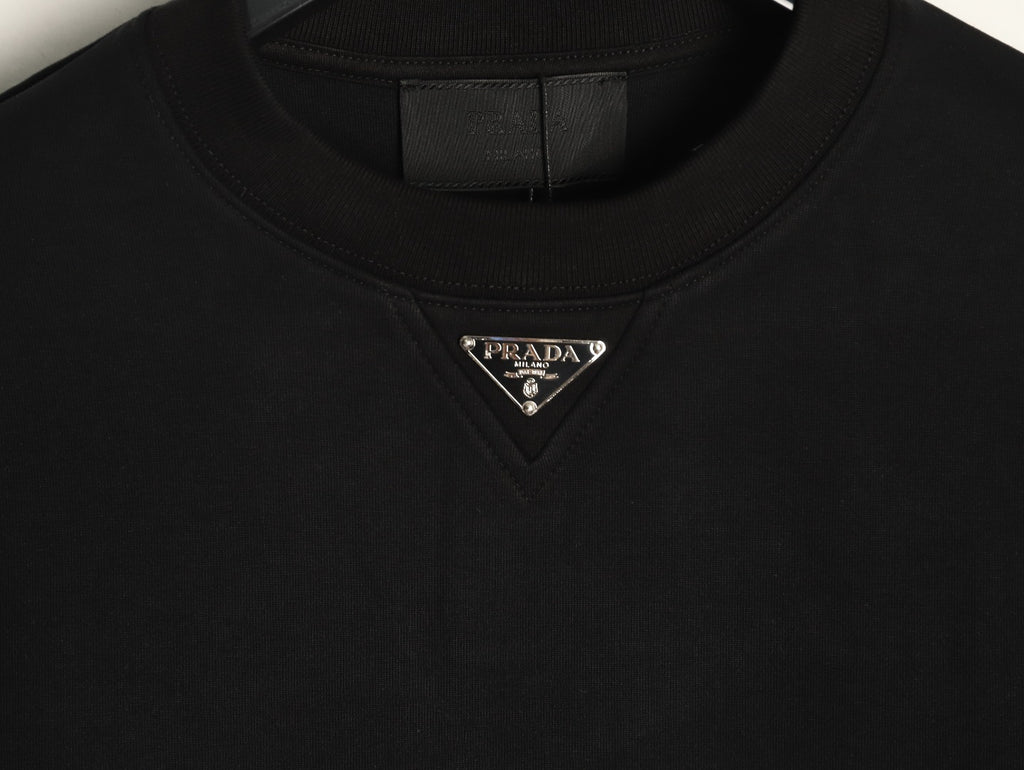 Prada Black Triangle-Logo Crewneck Sweatshirt