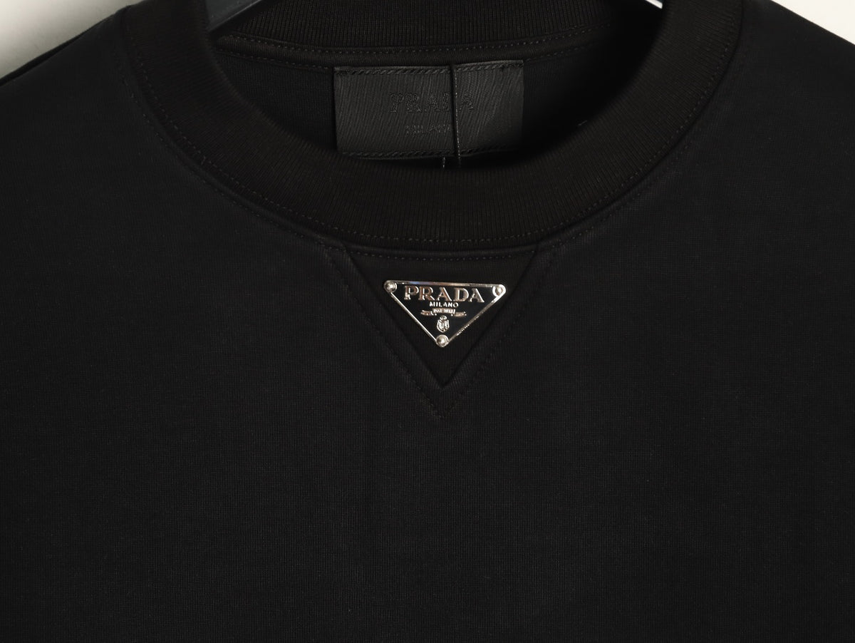 Prada Black Triangle-Logo Crewneck Sweatshirt