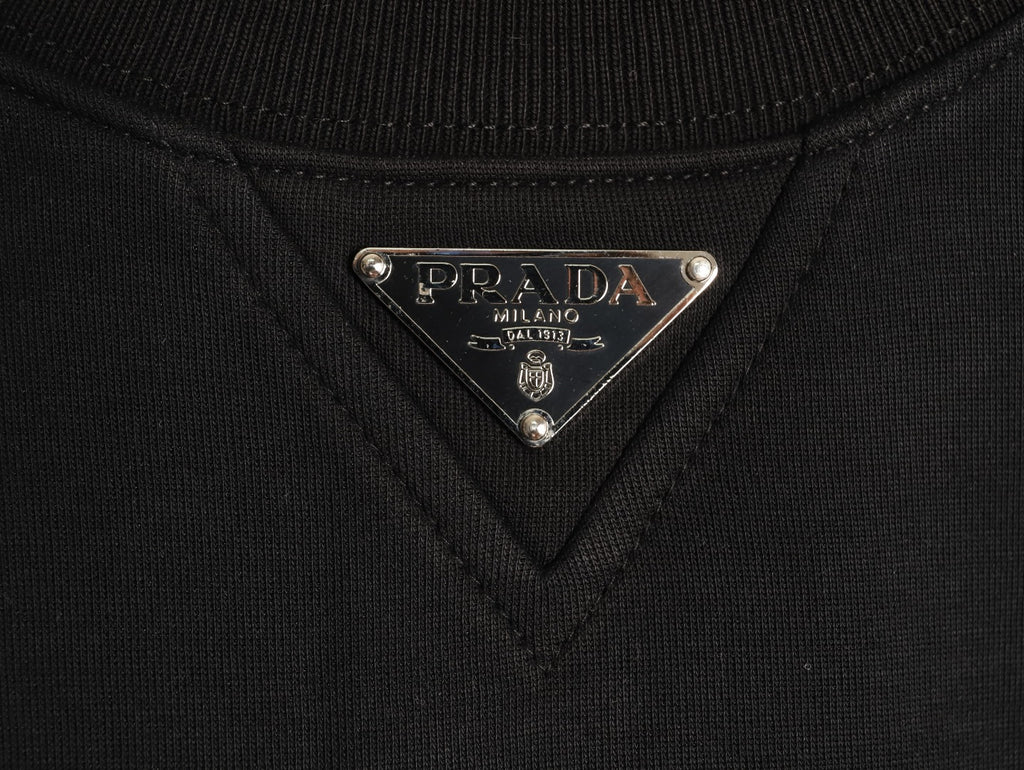 Prada Black Triangle-Logo Crewneck Sweatshirt