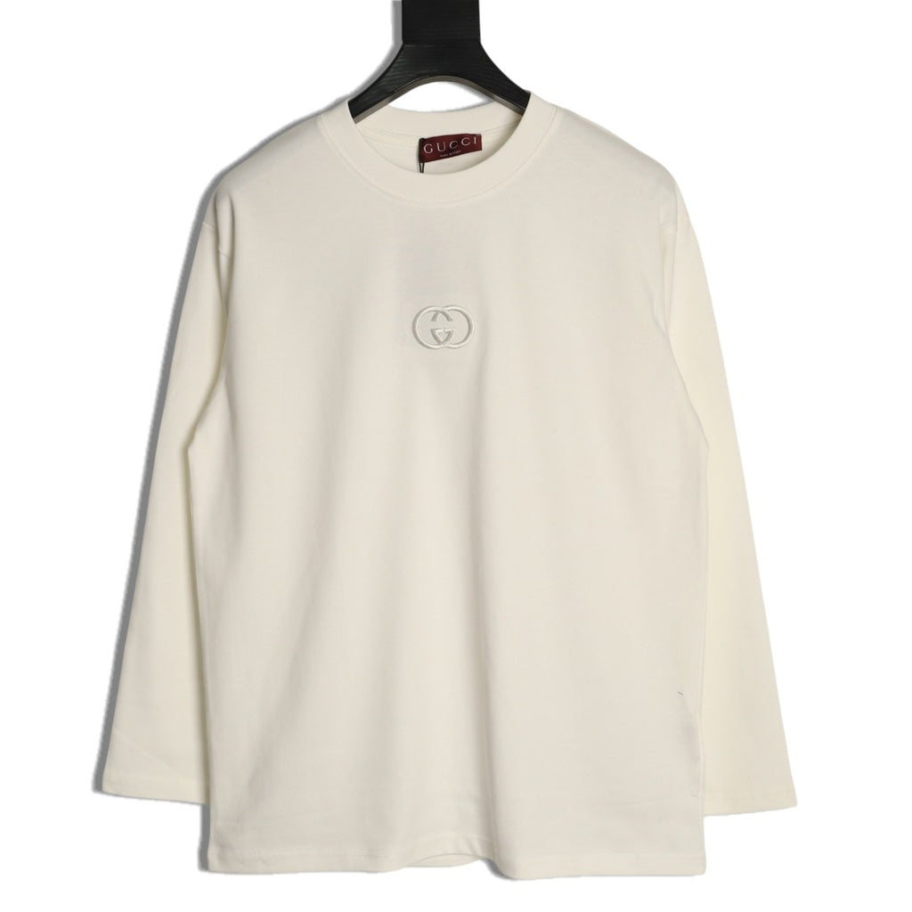 Gucci 26SS Off-White Double-G Chest-Motif Long-Sleeve Top
