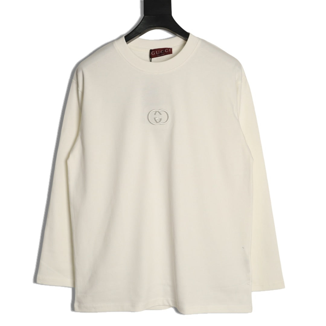 Gucci 26SS Off-White Double-G Chest-Motif Long-Sleeve Top