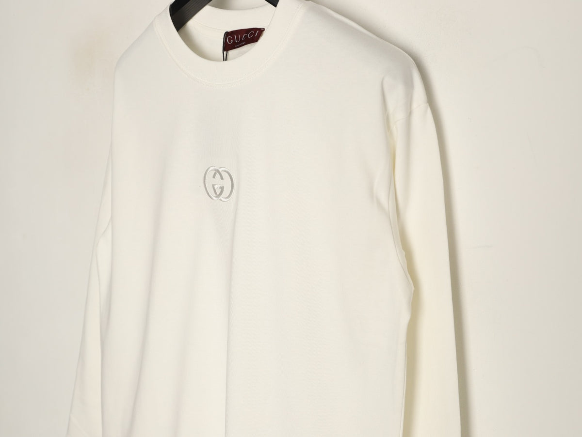 Gucci 26SS Off-White Double-G Chest-Motif Long-Sleeve Top