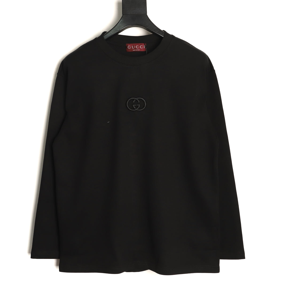 Gucci 26SS Black Double-G Chest-Motif Long-Sleeve Top