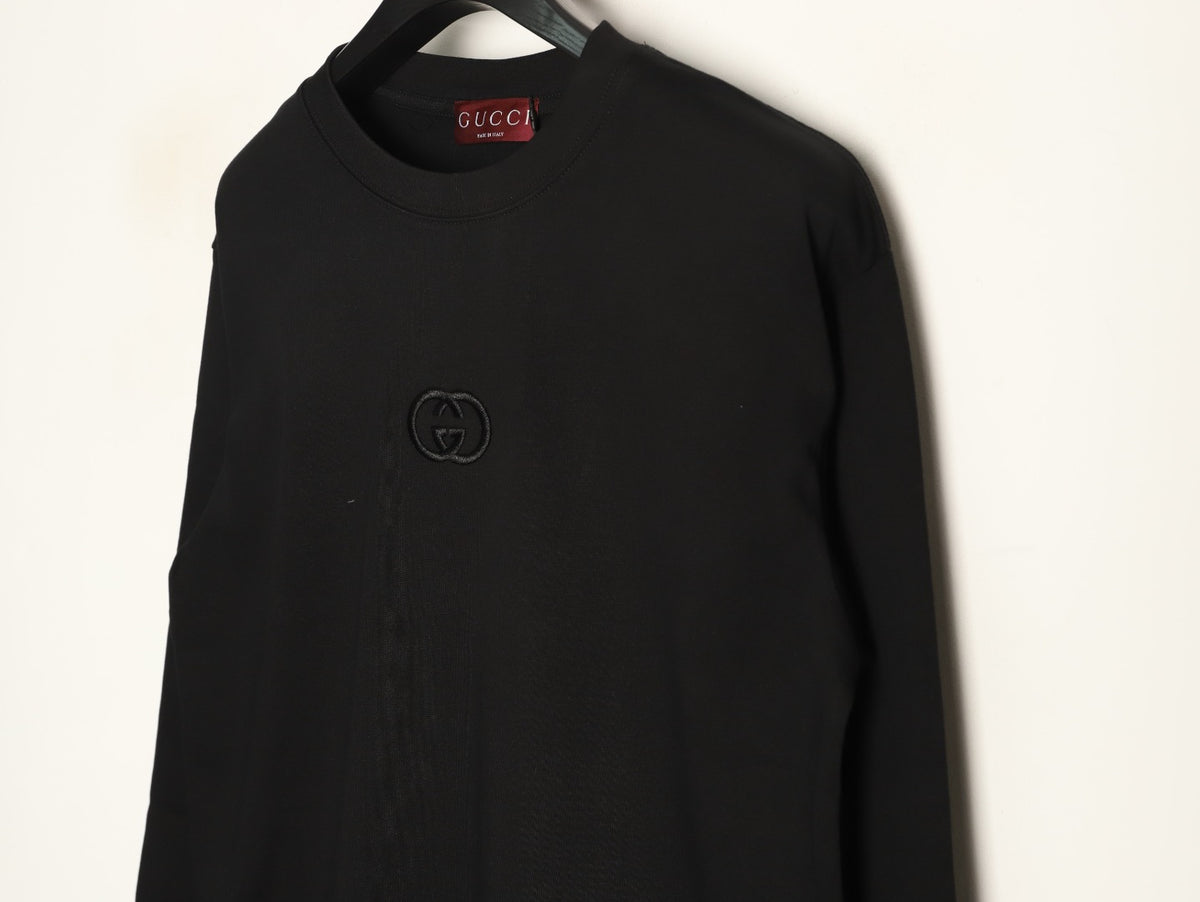 Gucci 26SS Black Double-G Chest-Motif Long-Sleeve Top