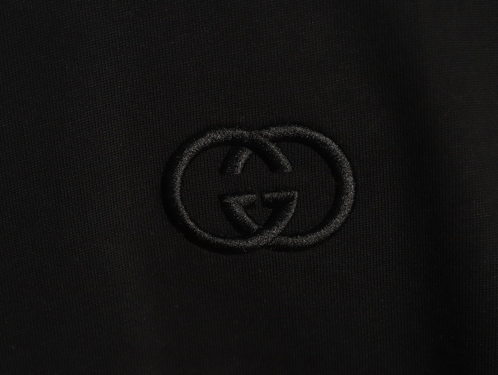 Gucci 26SS Black Double-G Chest-Motif Long-Sleeve Top