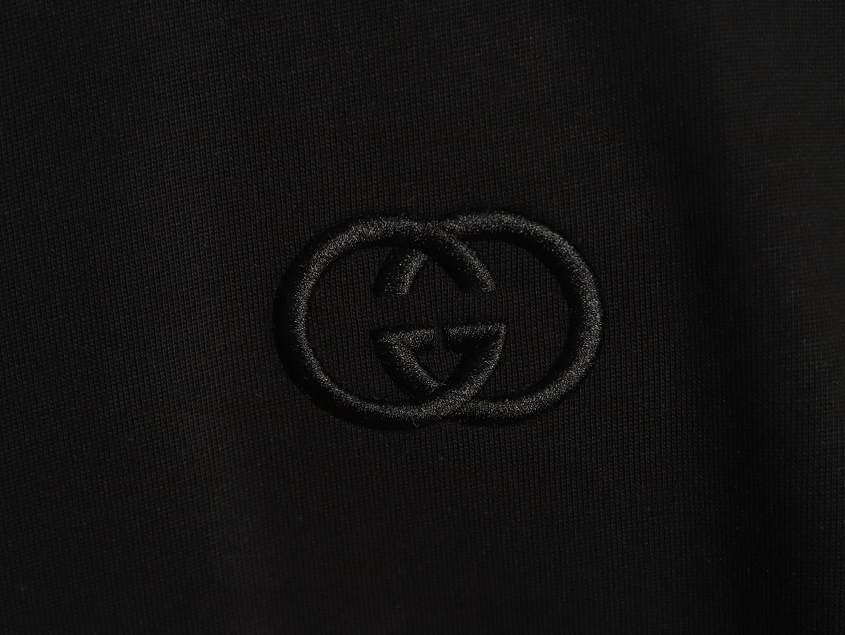 Gucci 26SS Black Double-G Chest-Motif Long-Sleeve Top