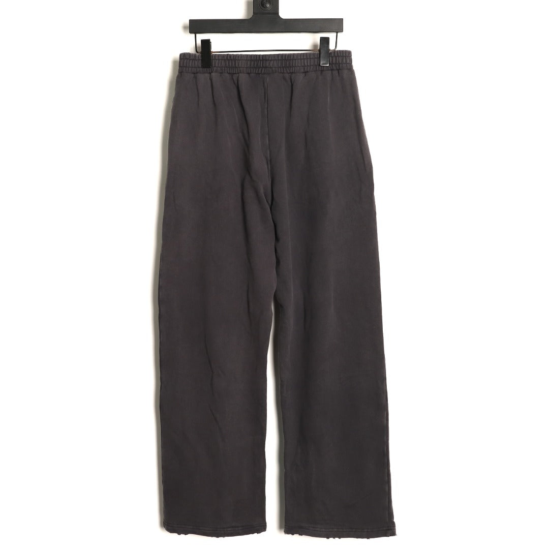 Balenciaga BLCG Charcoal Letter-Detail Wide-Leg Pants
