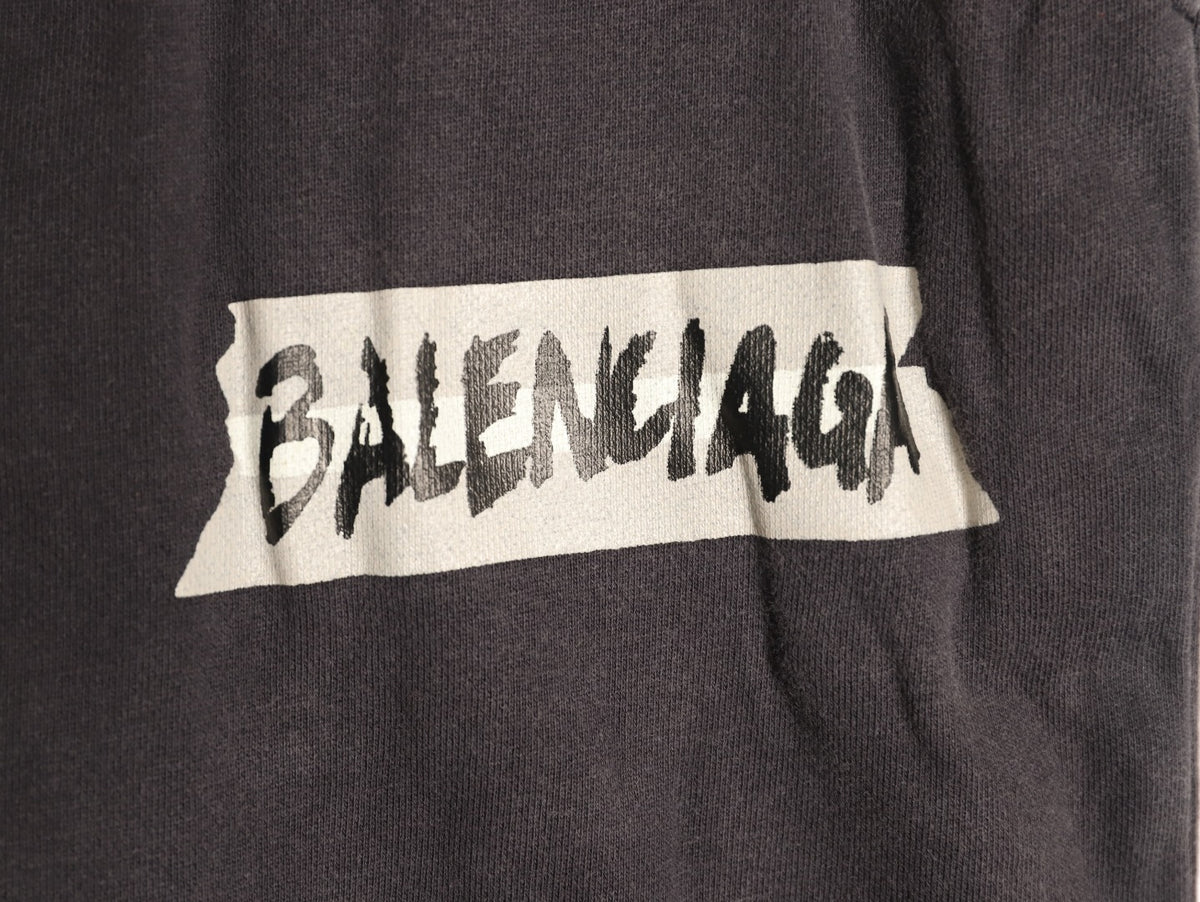 Balenciaga BLCG Charcoal Letter-Detail Wide-Leg Pants