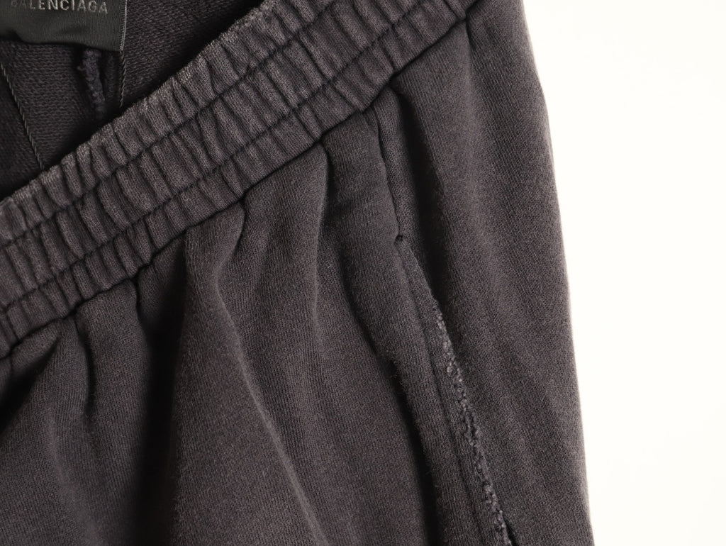 Balenciaga BLCG Charcoal Letter-Detail Wide-Leg Pants
