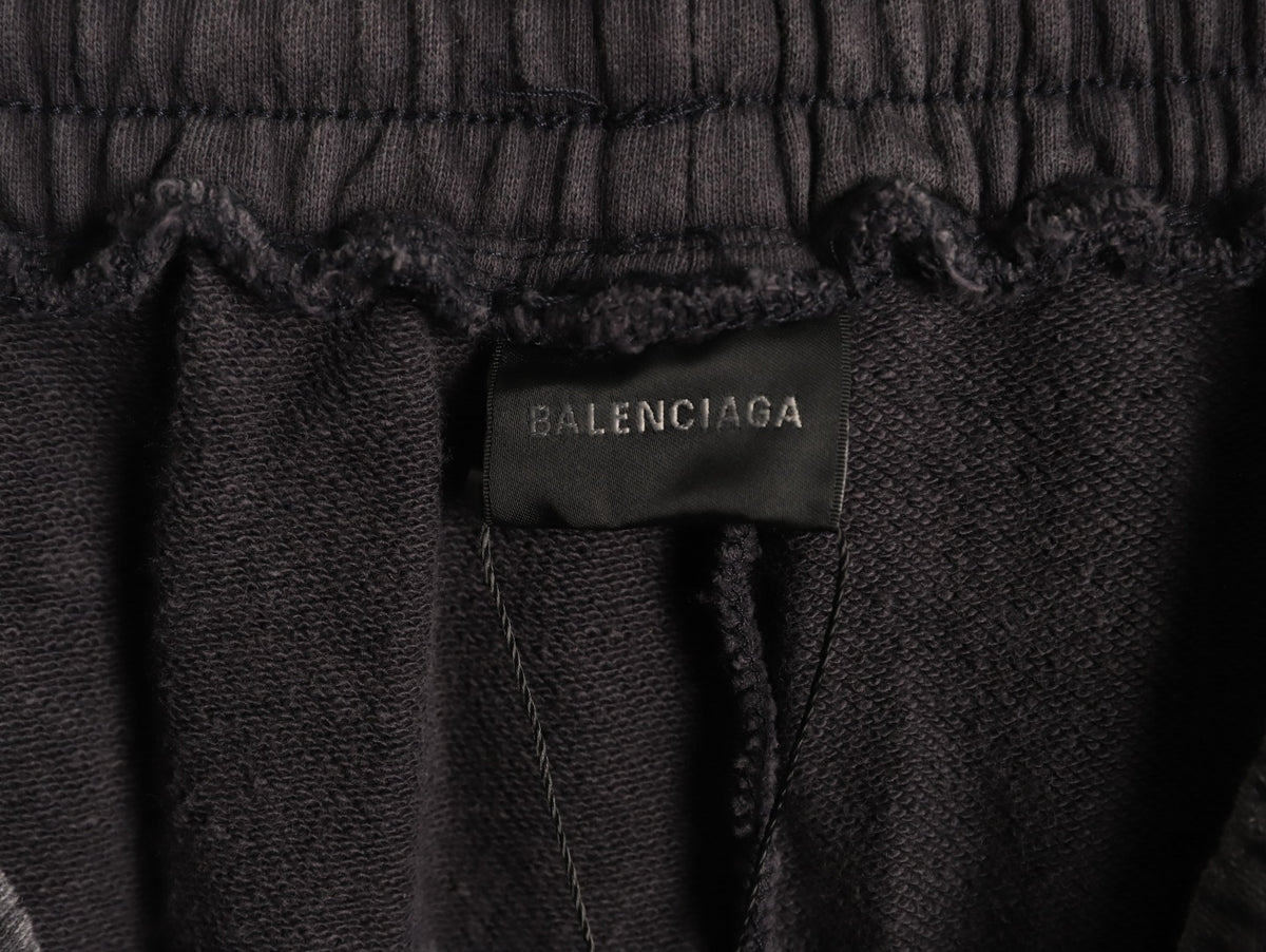 Balenciaga BLCG Charcoal Letter-Detail Wide-Leg Pants