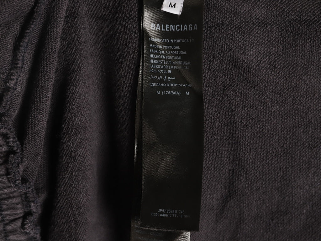Balenciaga BLCG Charcoal Letter-Detail Wide-Leg Pants