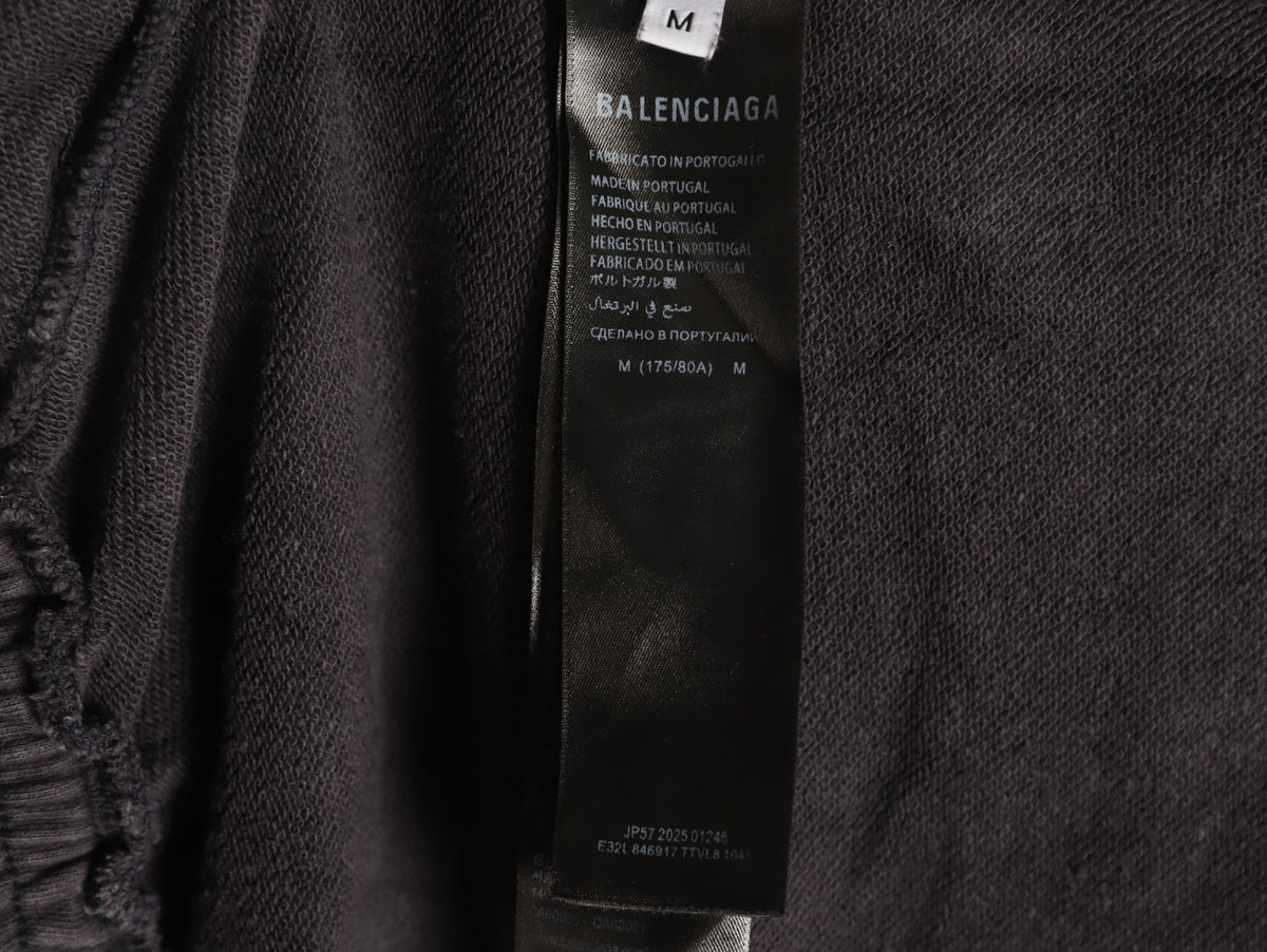 Balenciaga BLCG Charcoal Letter-Detail Wide-Leg Pants