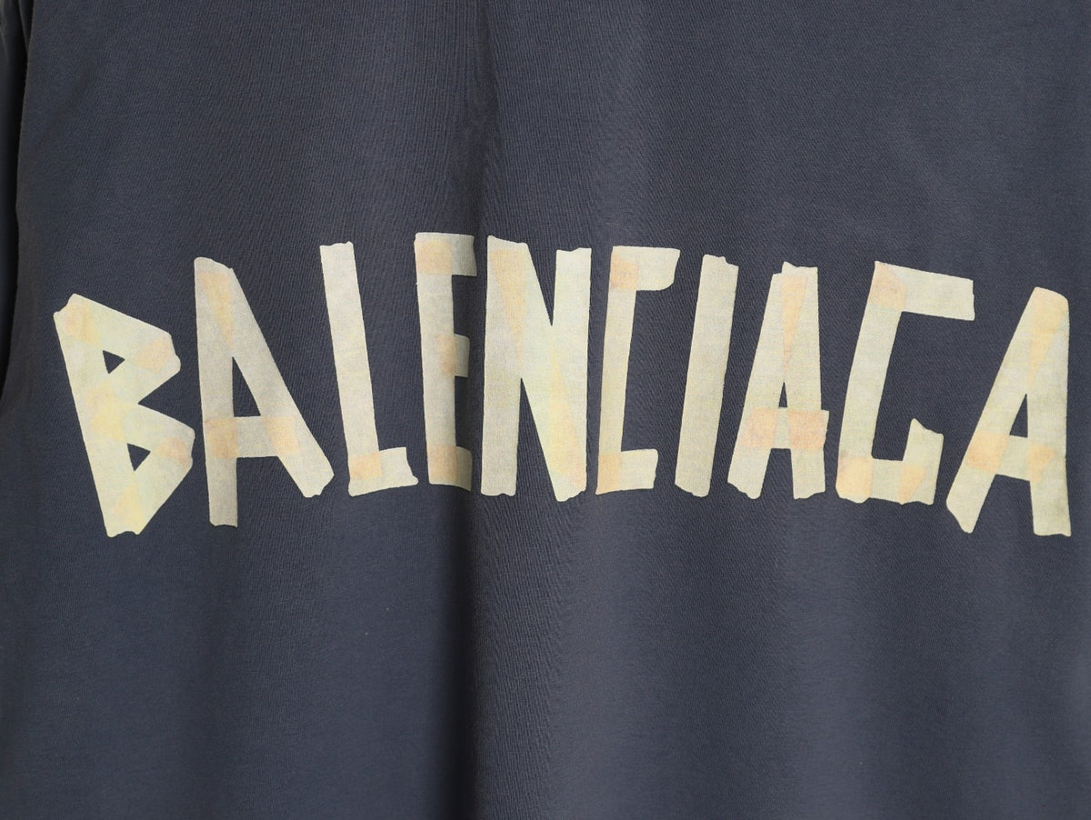 Balenciaga 26SS Dark Gray Front-and-Back Letter Long-Sleeve Top