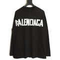 Balenciaga 26SS Black Tape-Look Letter Long-Sleeve Top