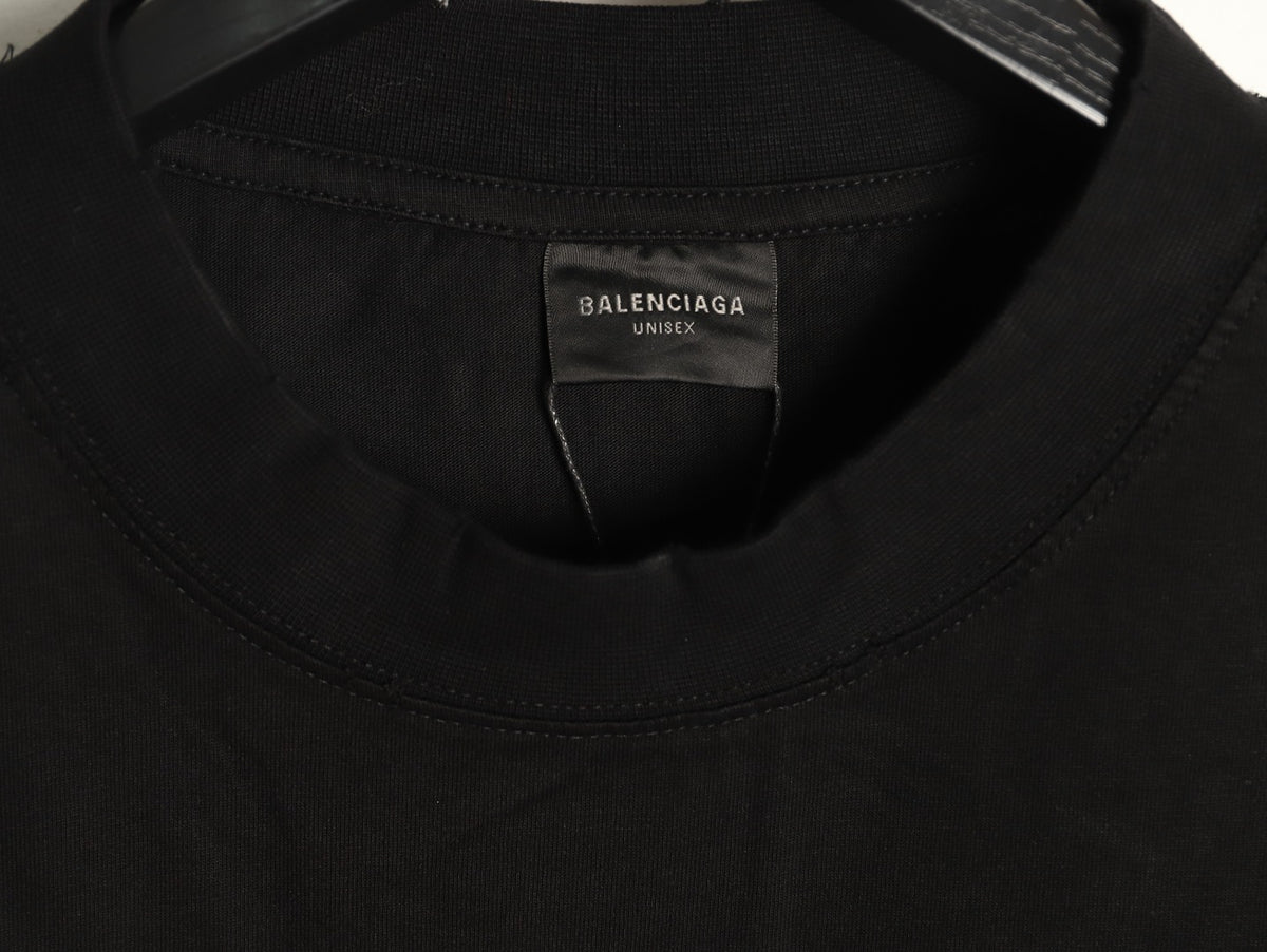 Balenciaga 26SS Black Tape-Look Letter Long-Sleeve Top