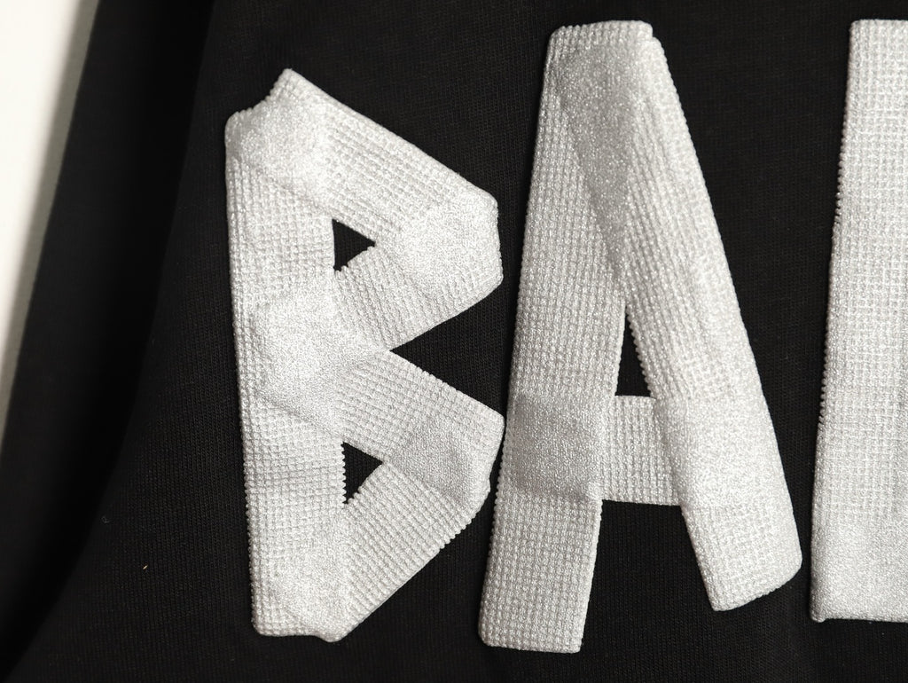 Balenciaga 26SS Black Tape-Look Letter Long-Sleeve Top