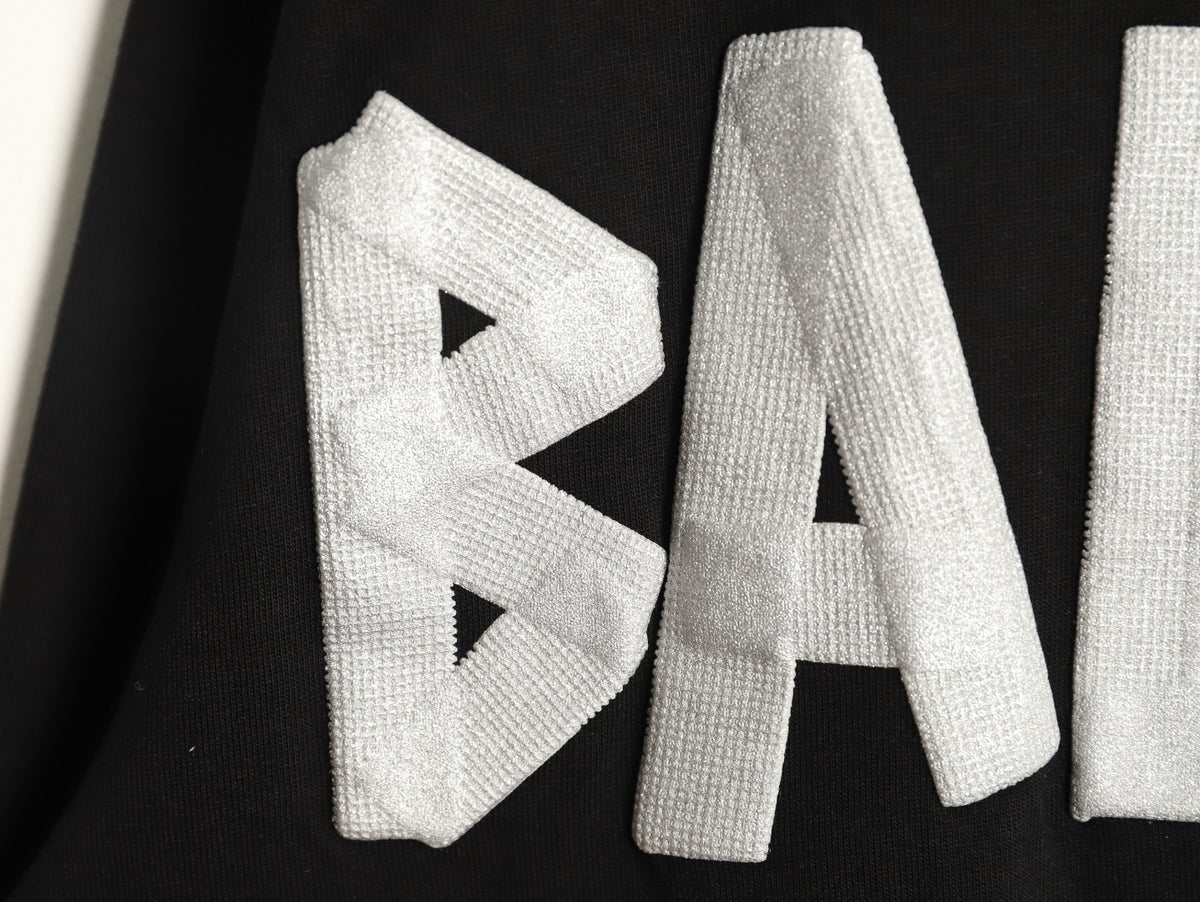 Balenciaga 26SS Black Tape-Look Letter Long-Sleeve Top