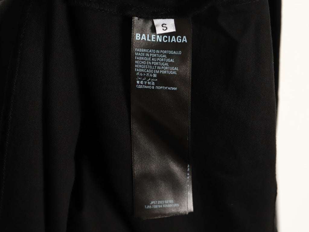 Balenciaga 26SS Black Tape-Look Letter Long-Sleeve Top
