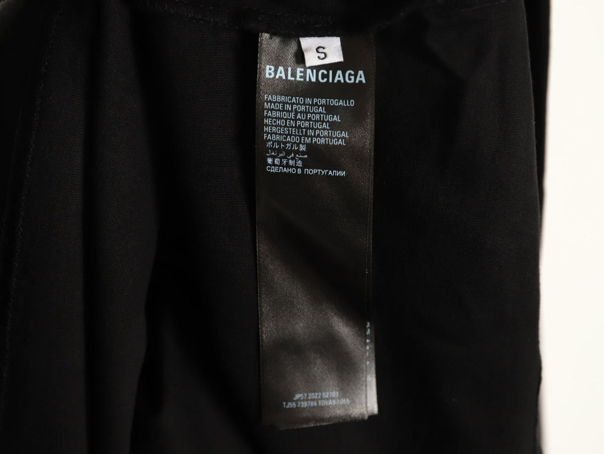 Balenciaga 26SS Black Tape-Look Letter Long-Sleeve Top