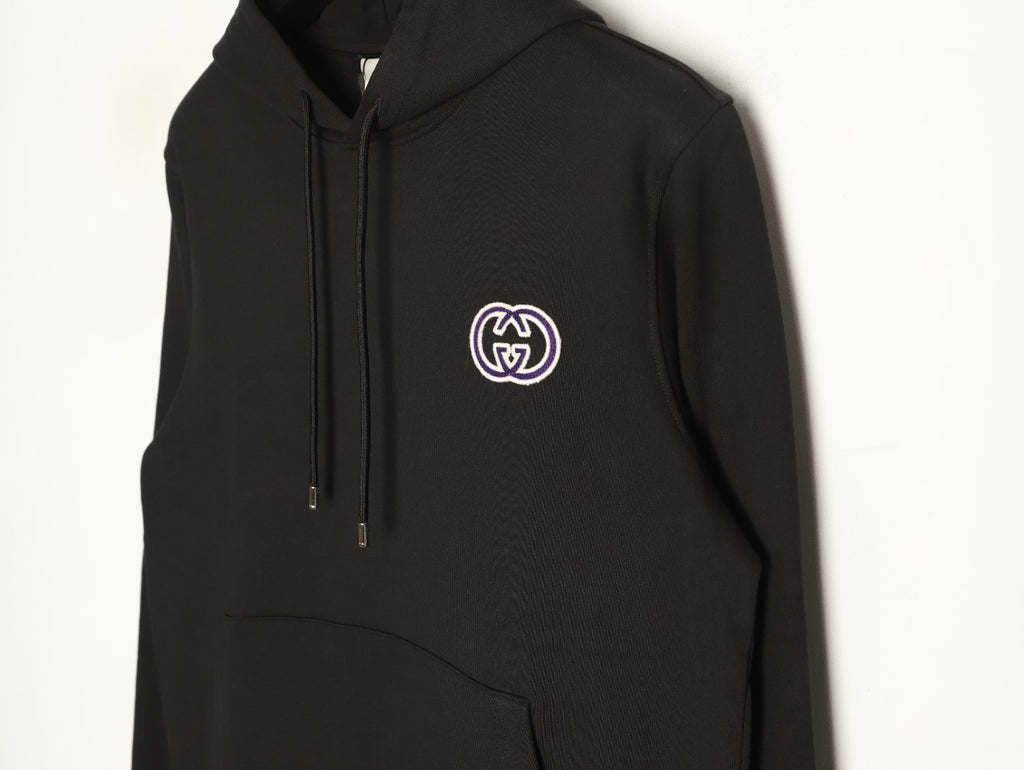 Gucci 26FW Black Double-G Chest-Motif Pullover Hoodie
