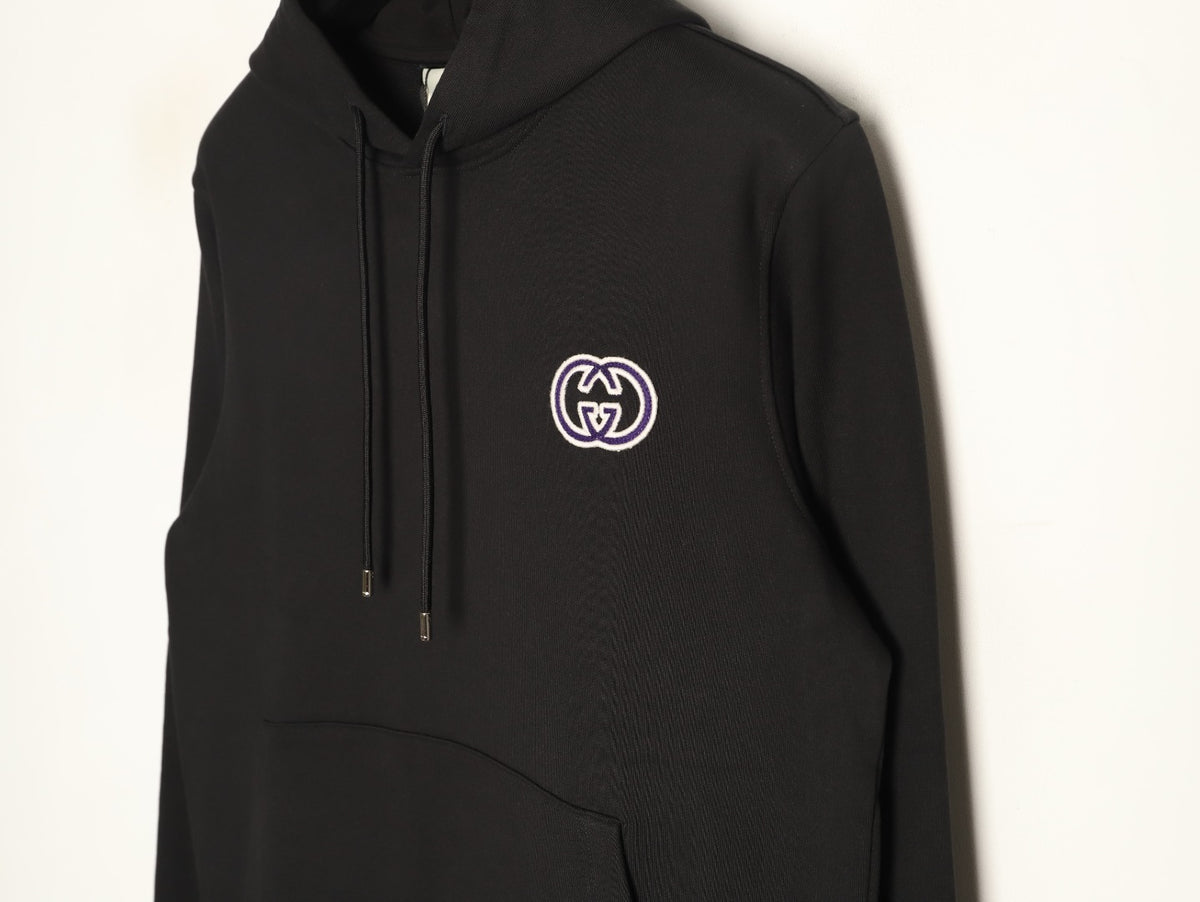 Gucci 26FW Black Double-G Chest-Motif Pullover Hoodie