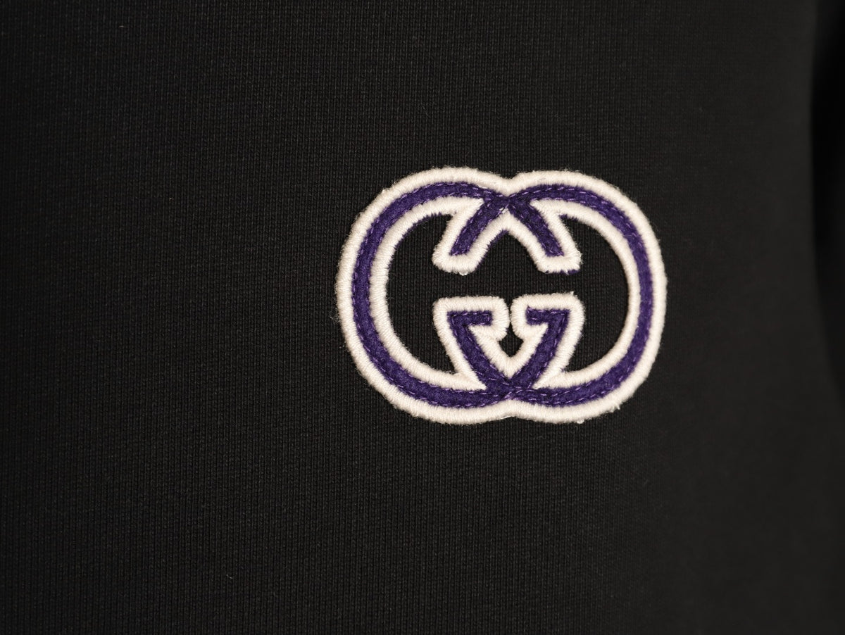 Gucci 26FW Black Double-G Chest-Motif Pullover Hoodie