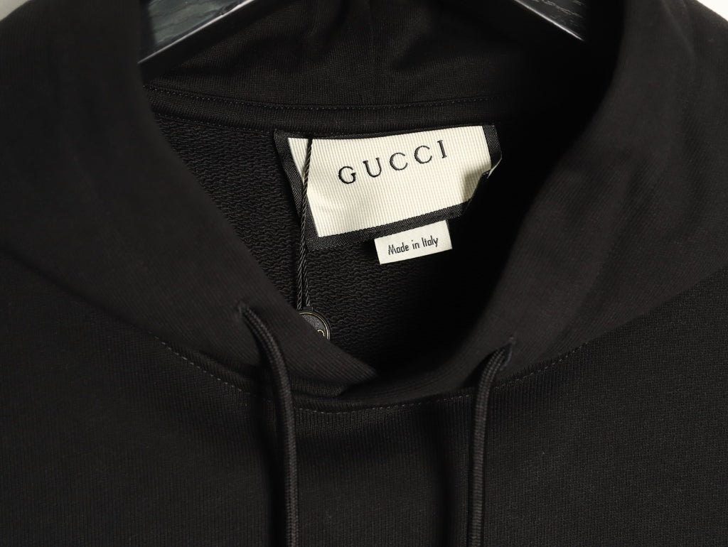 Gucci 26FW Black Double-G Chest-Motif Pullover Hoodie