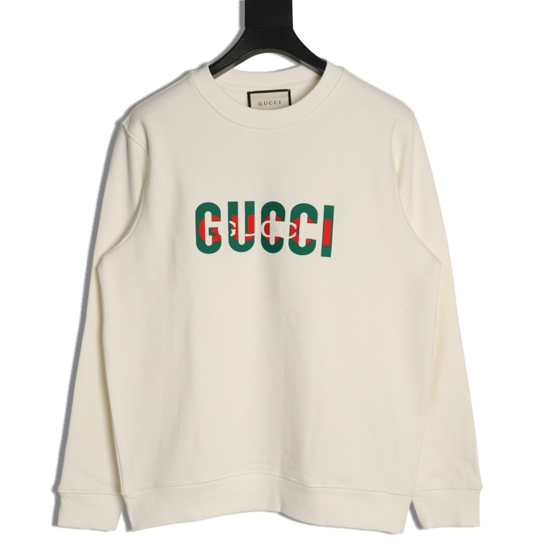 Gucci 26F Off-White Retro Letter Crewneck Sweatshirt
