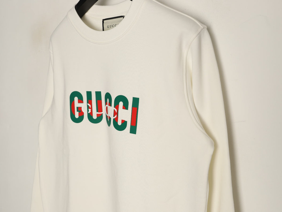 Gucci 26F Off-White Retro Letter Crewneck Sweatshirt