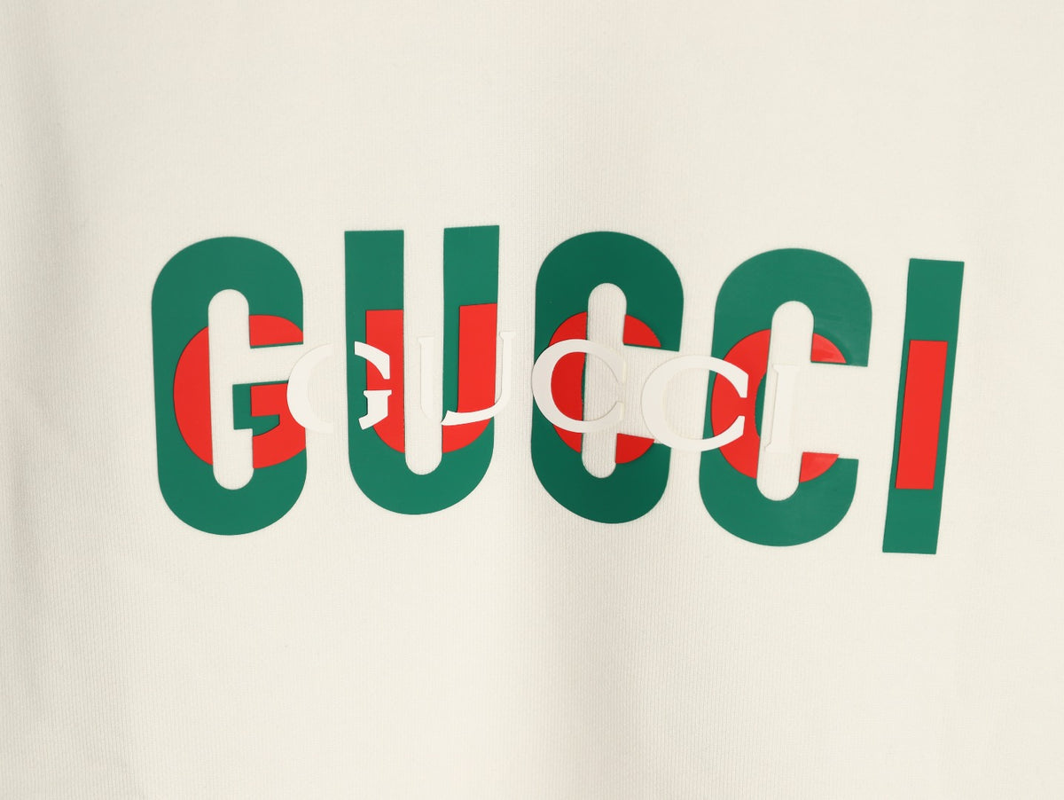 Gucci 26F Off-White Retro Letter Crewneck Sweatshirt