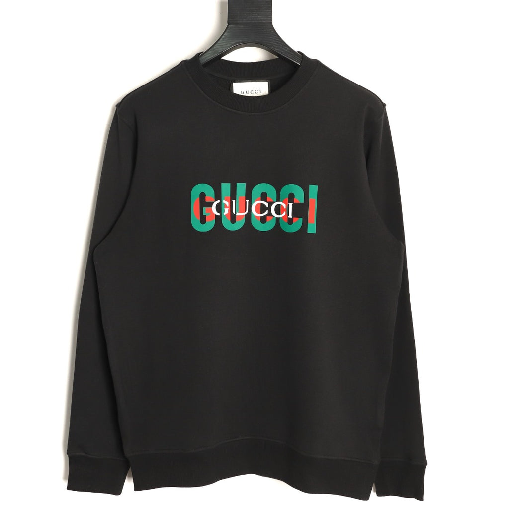 Gucci 26F Black Retro Letter Crewneck Sweatshirt