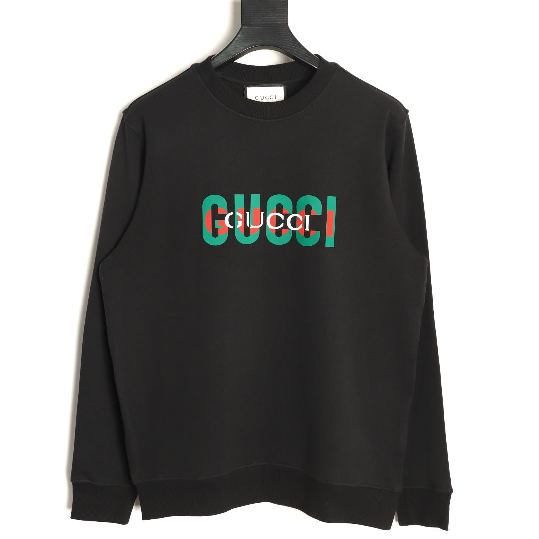 Gucci 26F Black Retro Letter Crewneck Sweatshirt