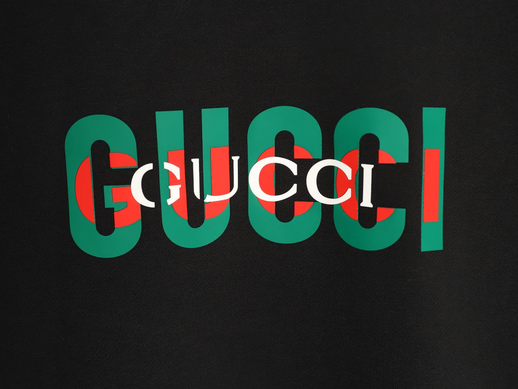 Gucci 26F Black Retro Letter Crewneck Sweatshirt