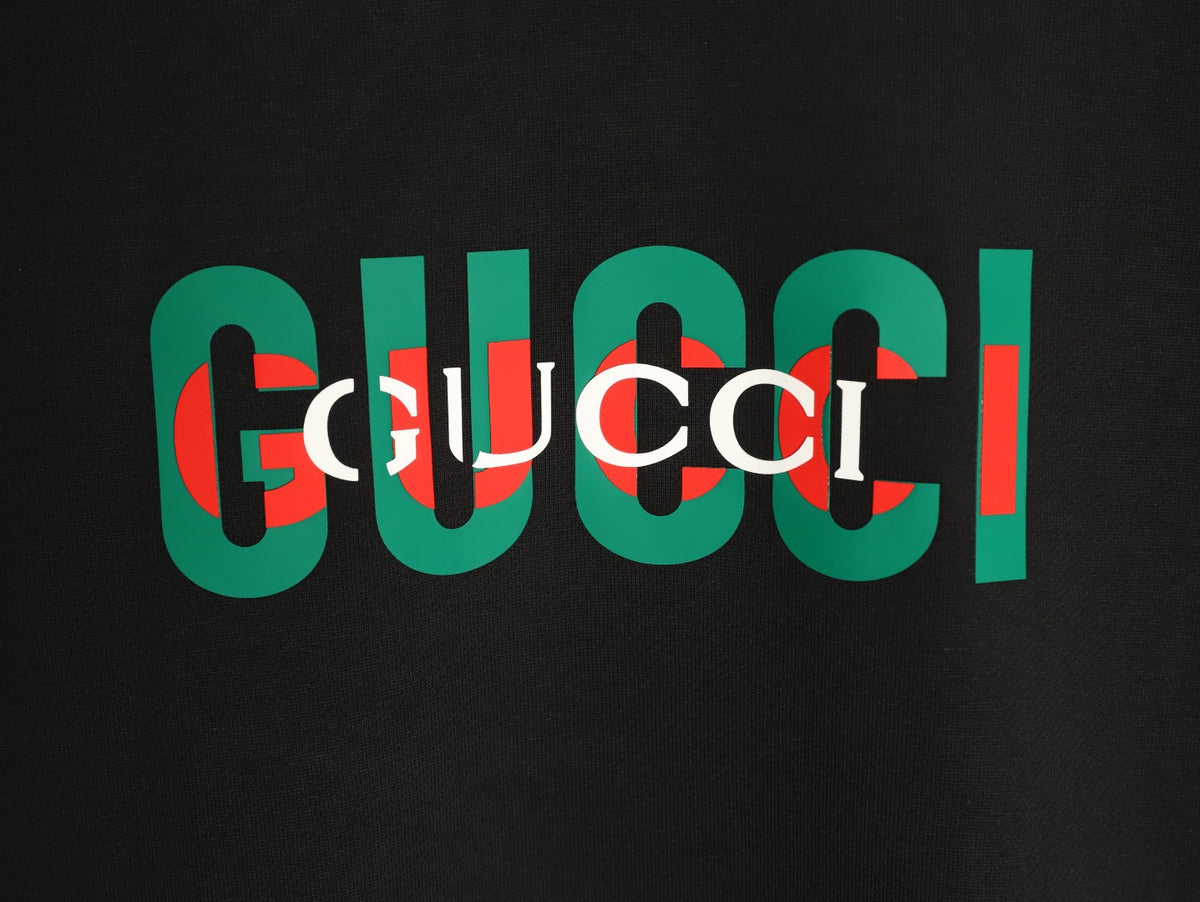Gucci 26F Black Retro Letter Crewneck Sweatshirt