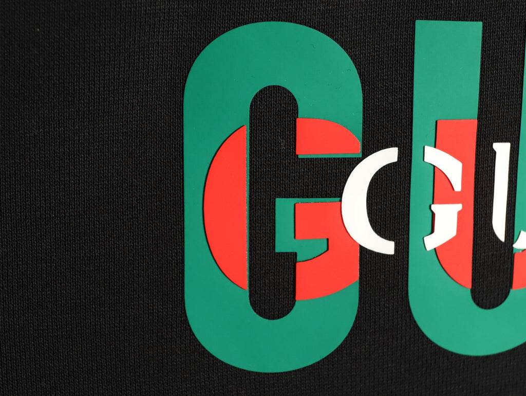 Gucci 26F Black Retro Letter Crewneck Sweatshirt