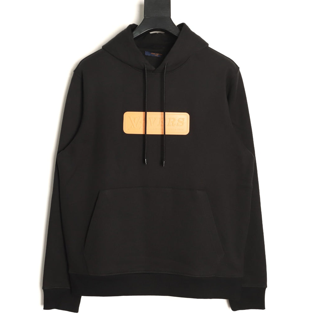 Louis Vuitton Black Orange Chest-Label Pullover Hoodie