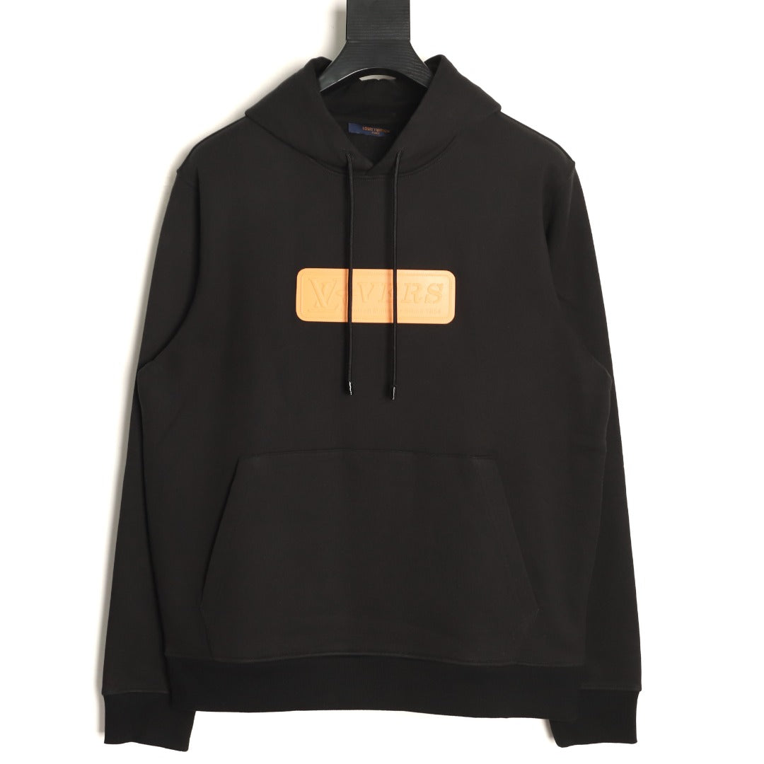 Louis Vuitton Black Orange Chest-Label Pullover Hoodie