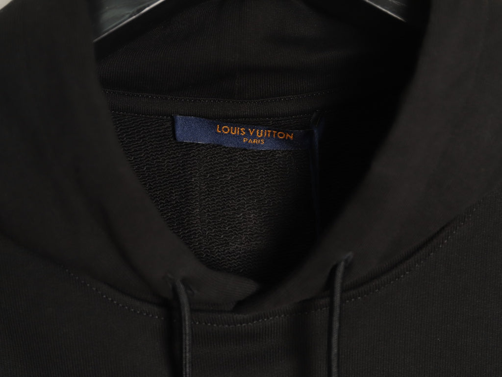 Louis Vuitton Black Orange Chest-Label Pullover Hoodie